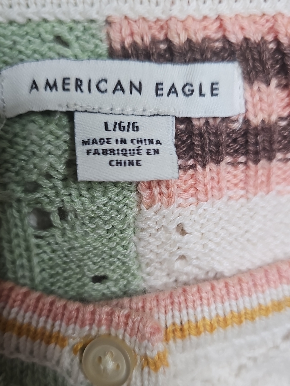 American Eagle Outfitters Pastel Stripe Knit Button Vest - Picture 6 of 7